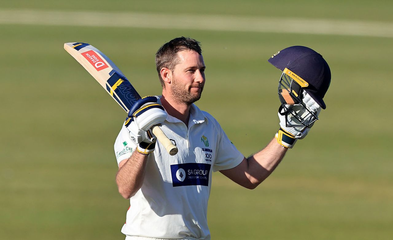 Chris Cooke celebrates his century, Northamptonshire v Glamorgan, LV= County Championship, April 22, 2021