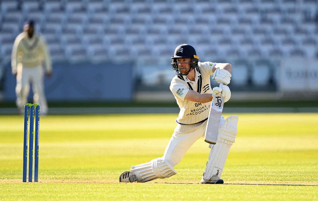 Robbie White dug in for a gritty, unbeaten half-century, LV= Insurance County Championship, Middlesex vs Surrey, day 1, Lord's, April 22, 2021