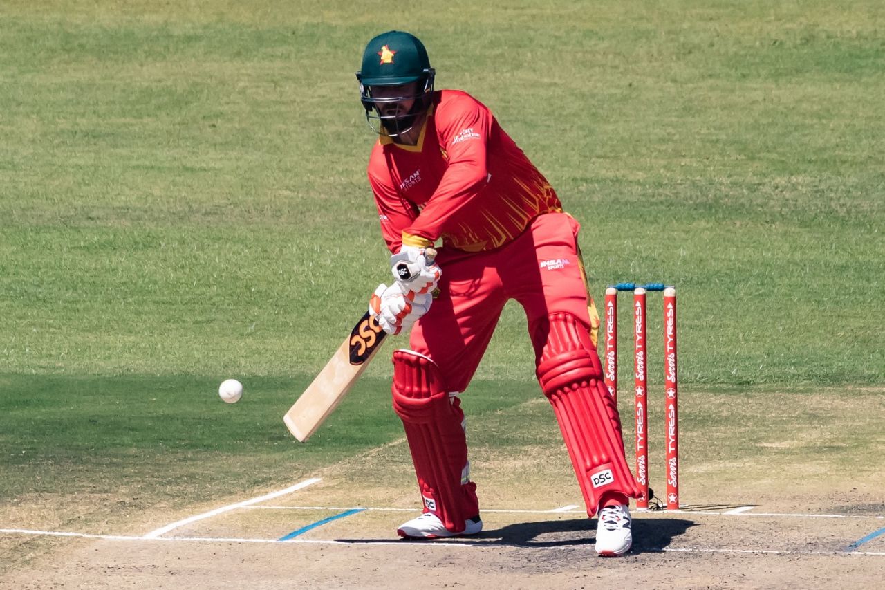 Brendan Taylor attempts a scoop shot on his return, Zimbabwe v Pakistan, 2nd T20I, Harare, April 23 2021