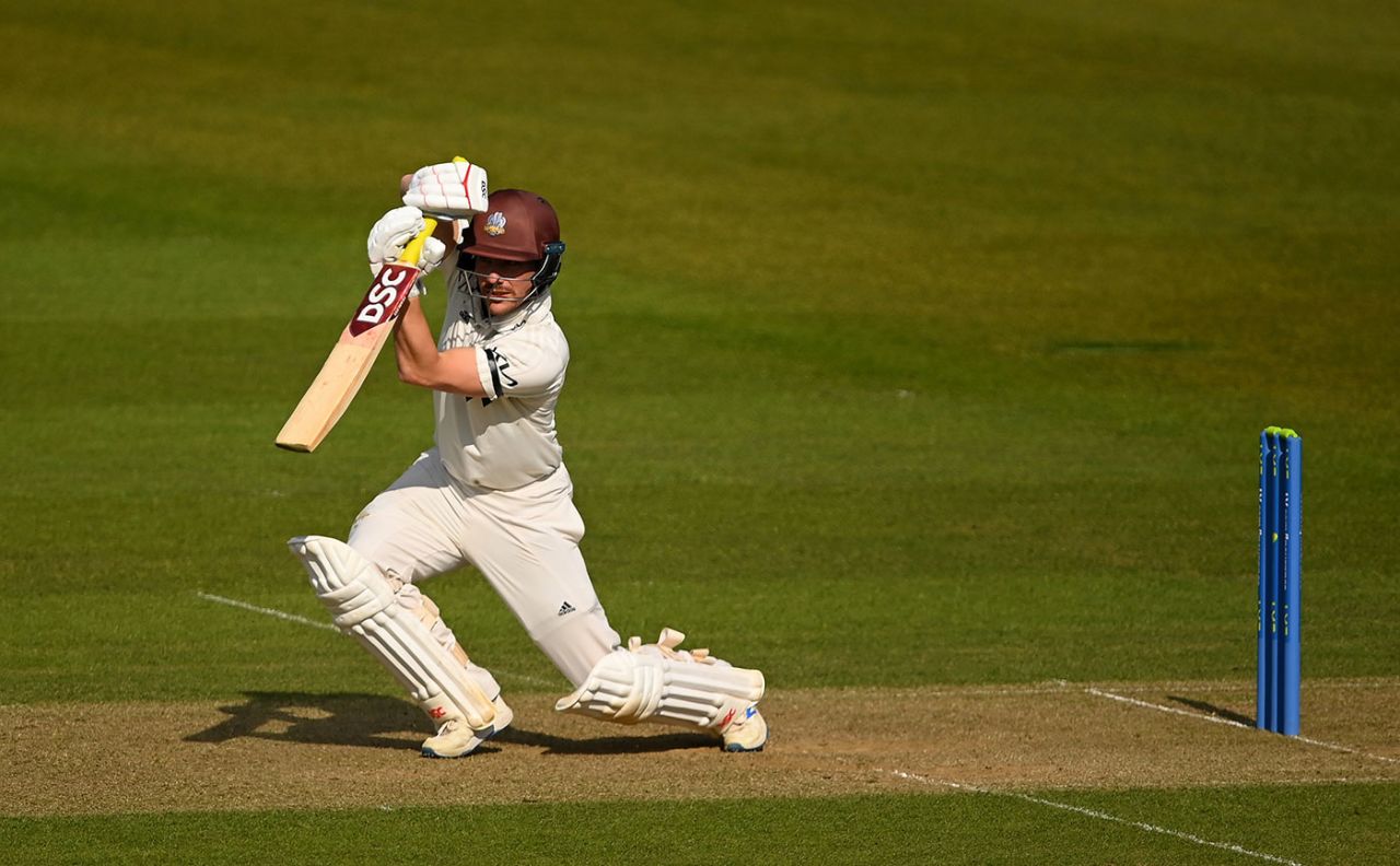 Rory Burns drives through the covers, LV= Insurance County Championship, Middlesex vs Surrey, day 2, Lord's, April 23, 2021