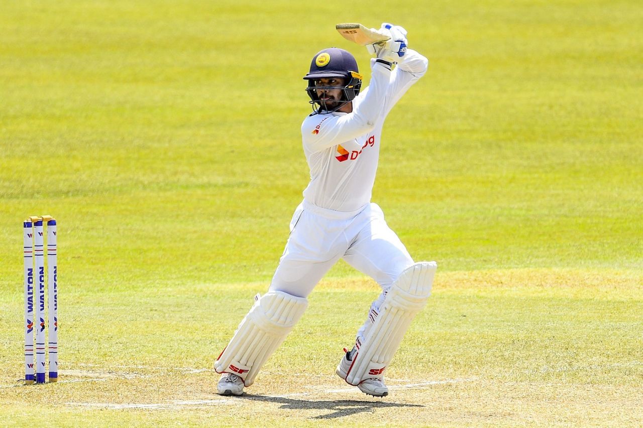 Dhananjaya de Silva punches through the off side, Sri Lanka vs Bangladesh, 1st Test, Pallekele, 4th day, April 24, 2021
