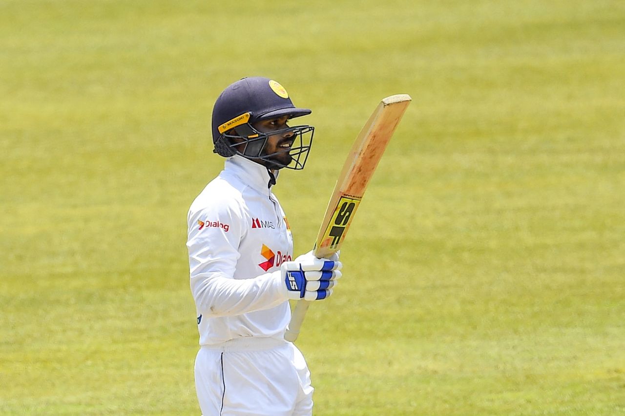 Dhananjaya de Silva reached fifty on day four, Sri Lanka vs Bangladesh, 1st Test, Pallekele, 4th day, April 24, 2021
