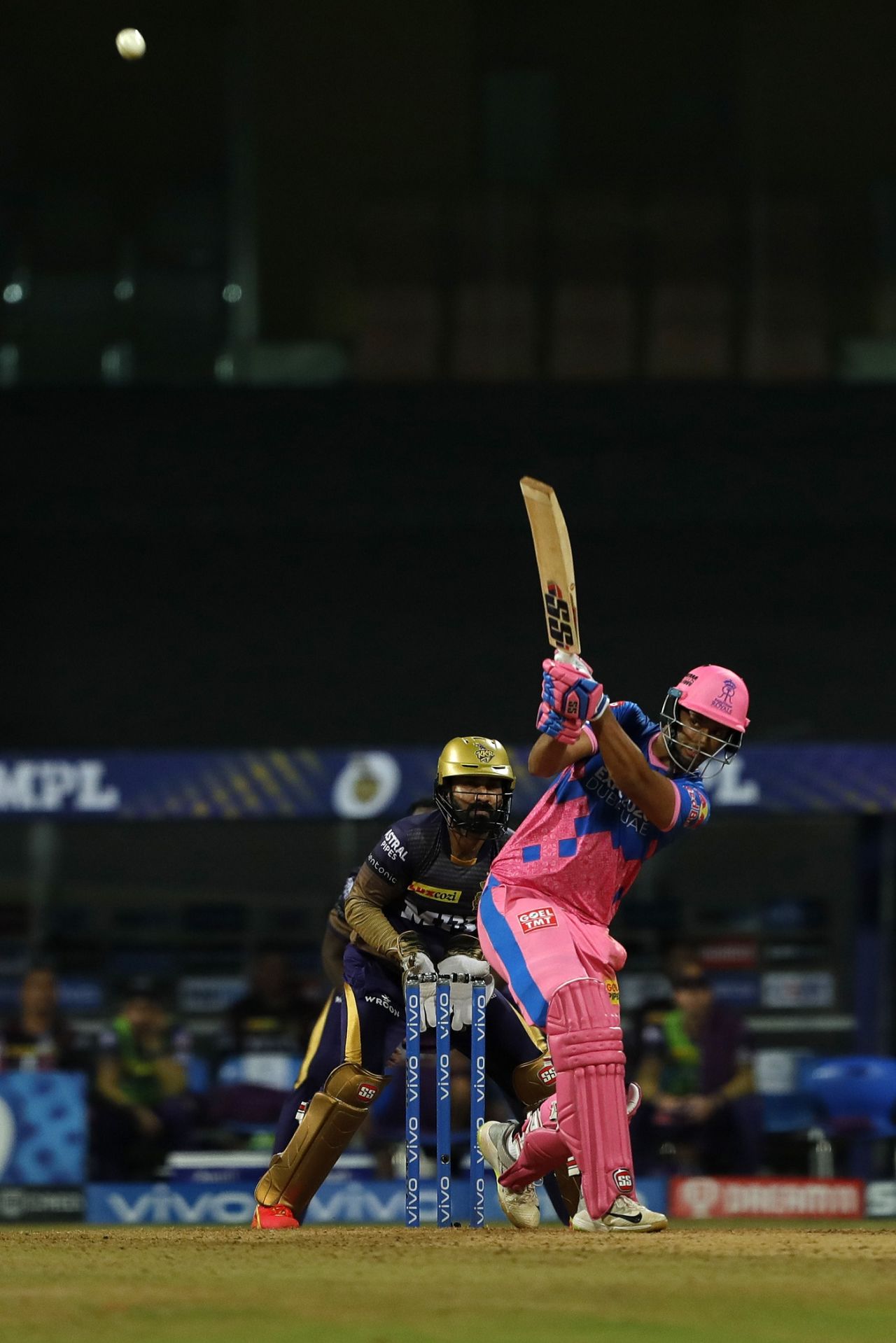 Shivam Dube hits in the air, Rajasthan Royals vs Kolkata Knight Riders, IPL 2021, Mumbai, April 24, 2021
