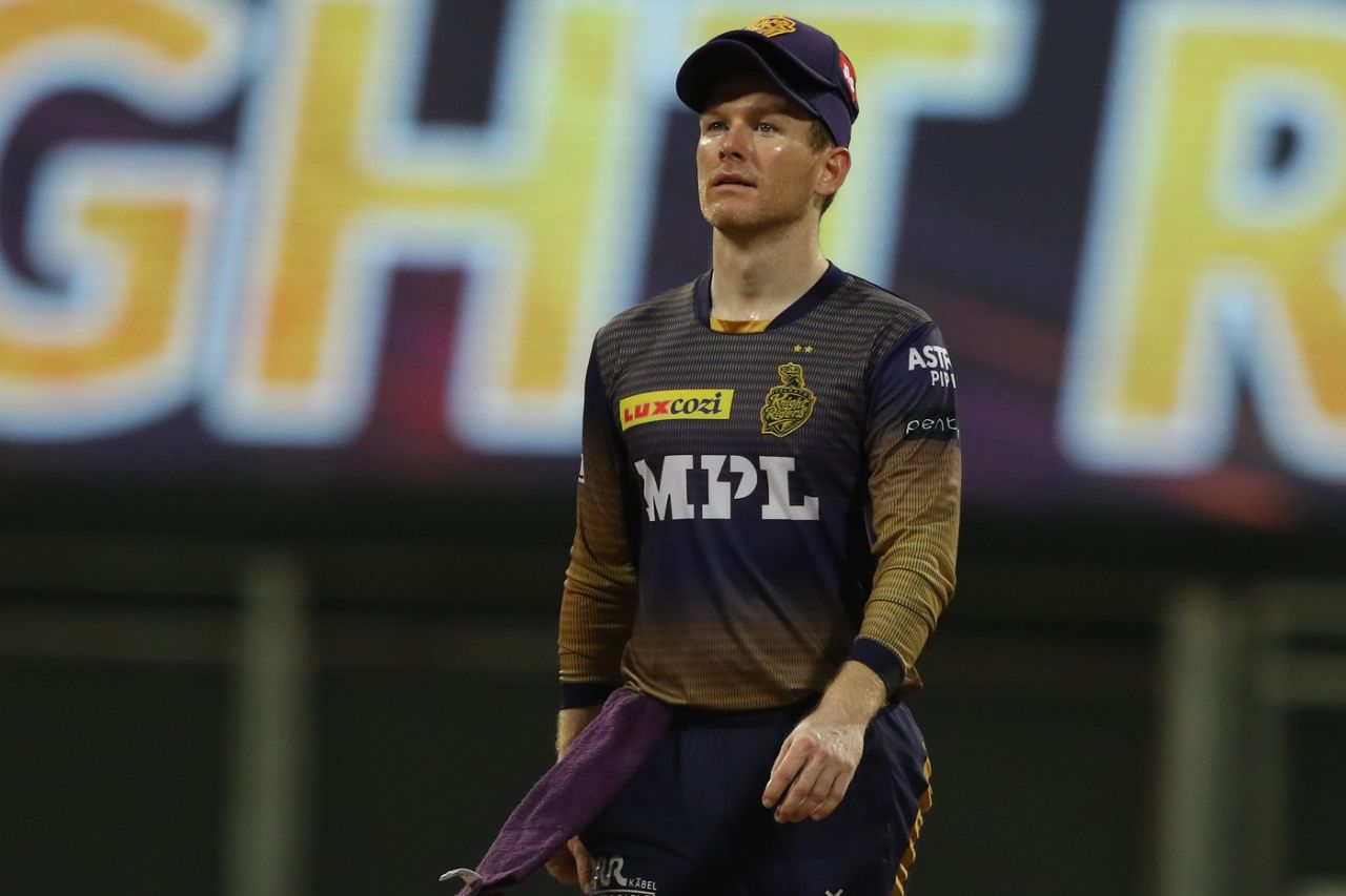 Eoin Morgan wears a dejected look, Rajasthan Royals vs Kolkata Knight Riders, IPL 2021, Mumbai, April 24, 2021