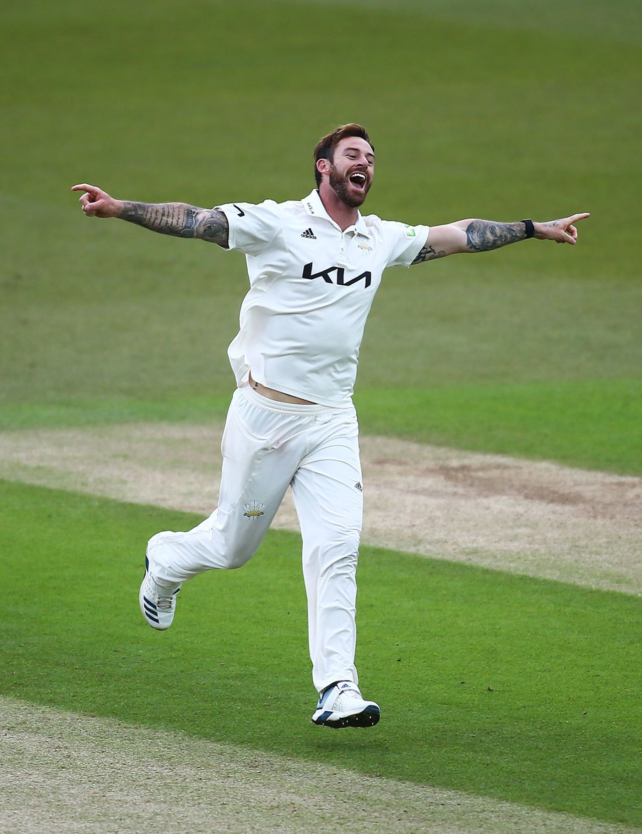 Jordan Clark ripped through Hampshire's top order on the first morning, Surrey vs Hampshire, LV= County Championship, The Kia Oval, 1st day, April 29, 2021