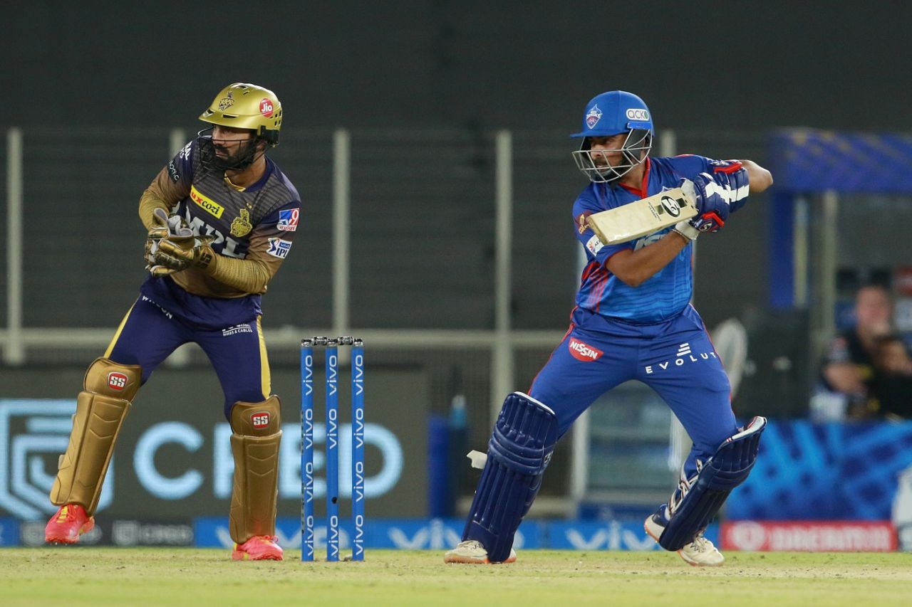 Prithvi Shaw eases one through the off side, Delhi Capitals vs Kolkata Knight Riders, IPL 2021, Ahmedabad, April 29, 2021