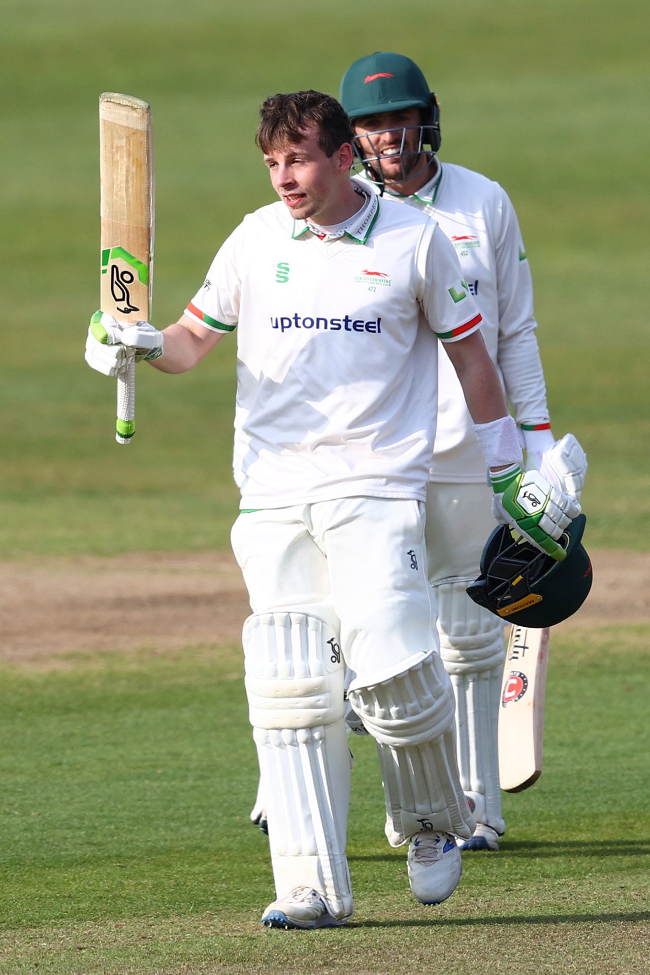 Sam Evans acknowledges his hundred, Gloucestershire vs Leicestershire, LV= County Championship, Bristol, 1st day, April 29, 2021