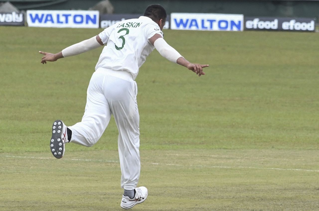 Taskin Ahmed sets off on a celebratory run, Sri Lanka v Bangladesh, 2nd Test, Pallekele, 2nd day, April 30, 2021