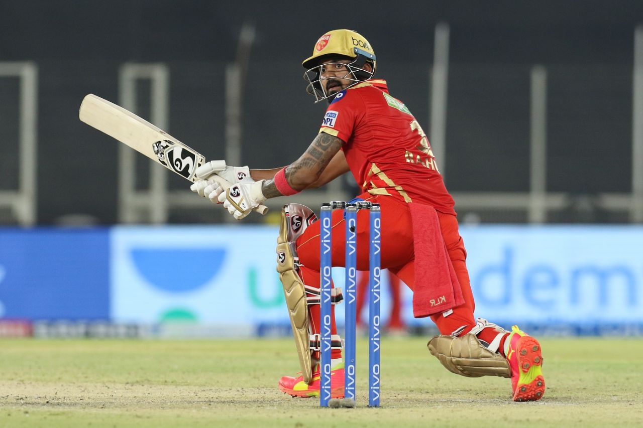 KL Rahul attempts the scoop, Punjab Kings vs Royal Challengers Bangalore, IPL 2021, Ahmedabad, April 30, 2021