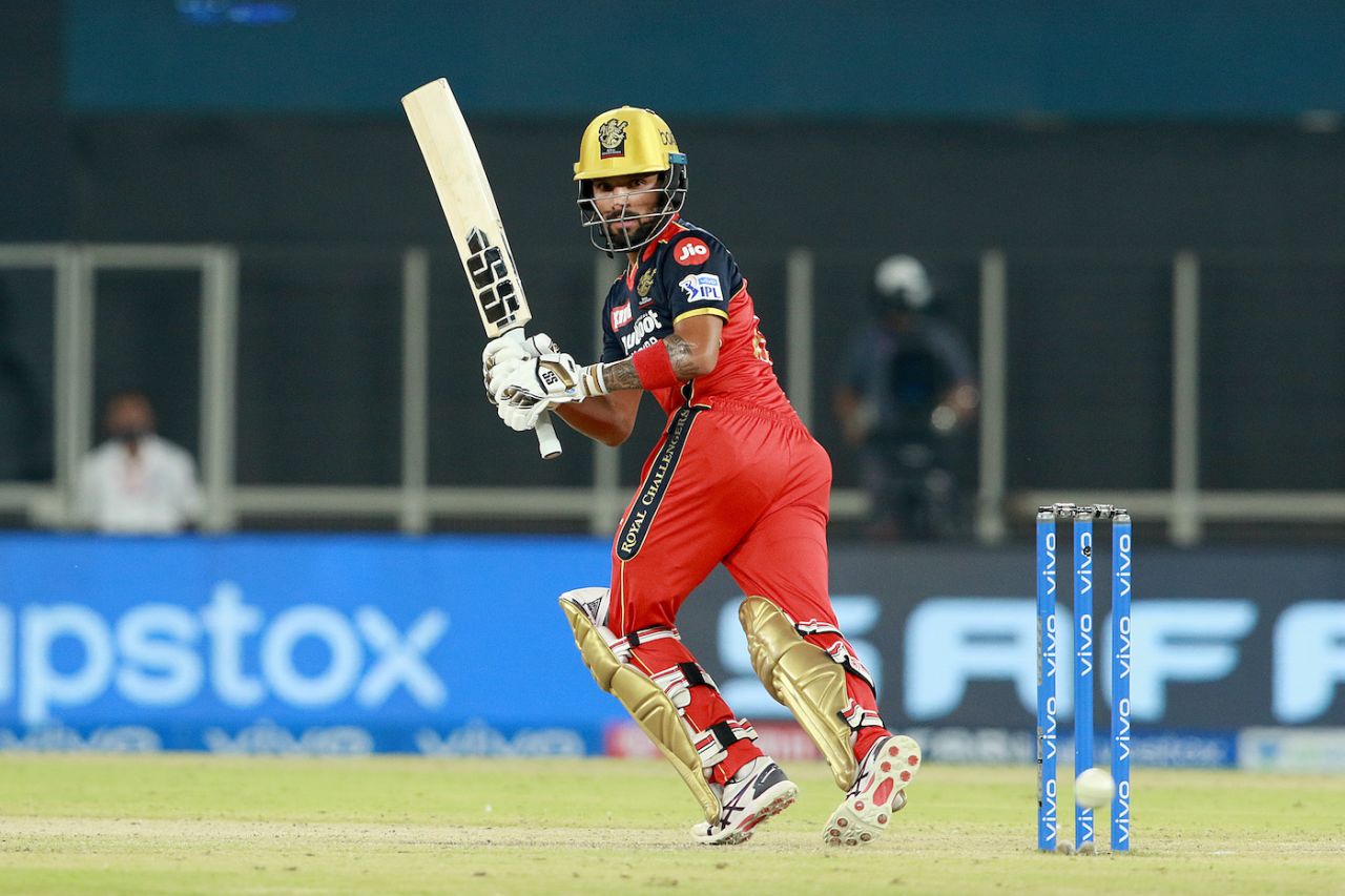 Rajat Patidar tucks the ball on the leg side, Punjab Kings vs Royal Challengers Bangalore, IPL 2021, Ahmedabad, April 30, 2021