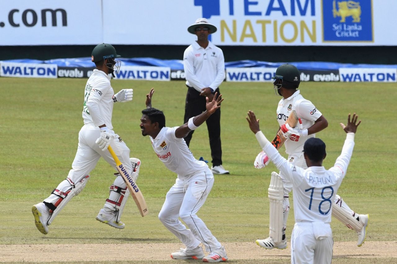 Vishwa Fernando appeals, Sri Lanka vs Bangladesh, 2nd Test, Pallekele, 3rd day, May 1, 2021