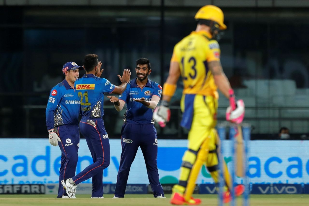 Jasprit Bumrah took the catch that ended Faf du Plessis' innings, Mumbai Indians vs Chennai Super Kings, IPL 2021, Delhi, May 1, 2021