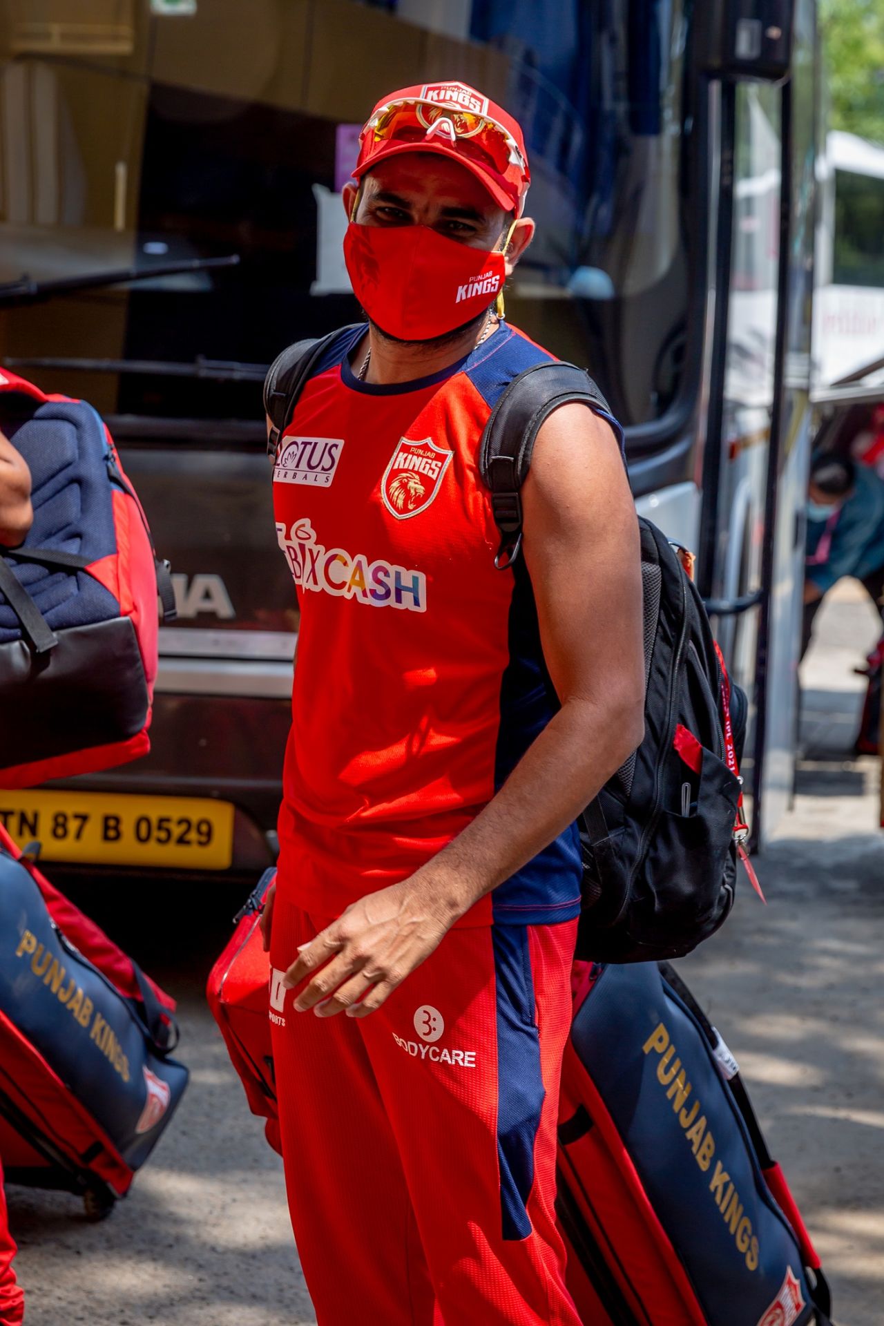 Mohammed Shami of Punjab Kings arrives for the match against Sunrisers Hyderabad, Chennai, April 21, 2021