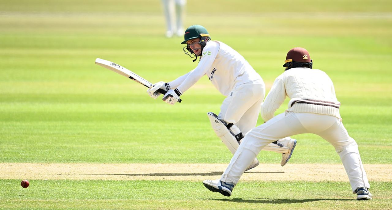 Harry Swindells clips the ball off of his legs, LV= County Championship, Leicestershire vs Surrey, Leicester, May 07, 2021