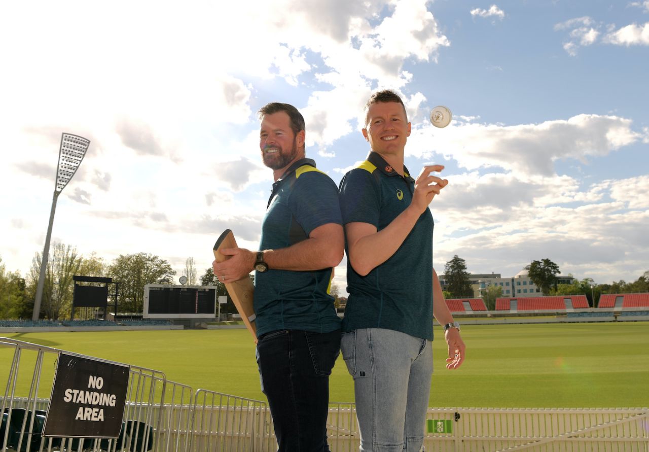 Dan Christian and Peter Siddle at a media oppotunity, Manuka Oval, Canberra, October 15, 2019