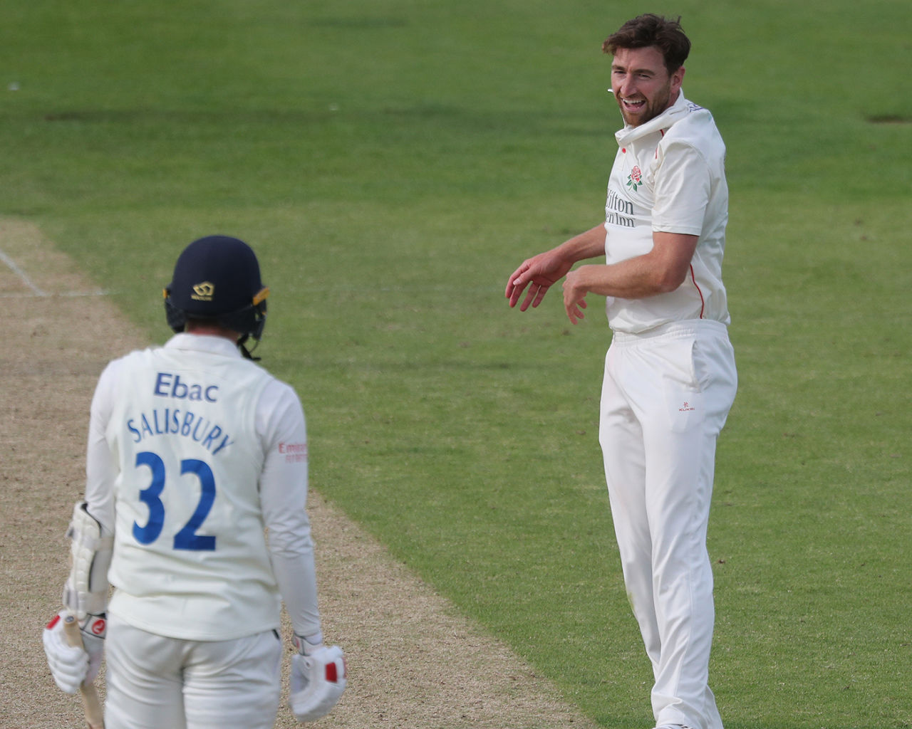 Richard Gleeson celebrates a wicket during his only appearance of the 2020 season, Durham v Lancashire, Bob Willis Trophy, Chester-le-Street, August 8, 2020