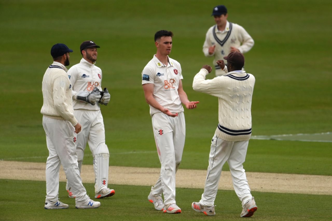 Nathan Gilchrist kept Kent in touch with three wickets, Sussex vs Kent, LV= County Championship, 2nd day, Hove, May 14, 2021