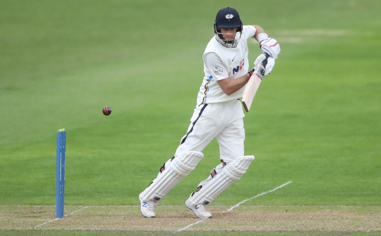 Joe Root converted his overnight 34 to 99 on the third day at Cardiff, Glamorgan vs Yorkshire, LV= County Championship, 2nd day, Cardiff, May 14, 2021