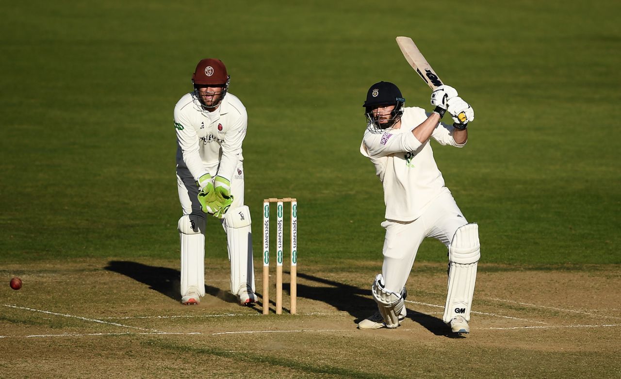 James Vince drives through the covers off the front foot, Hampshire v Somerset, County Championship, Division One, Ageas Bowl, September 17, 2019