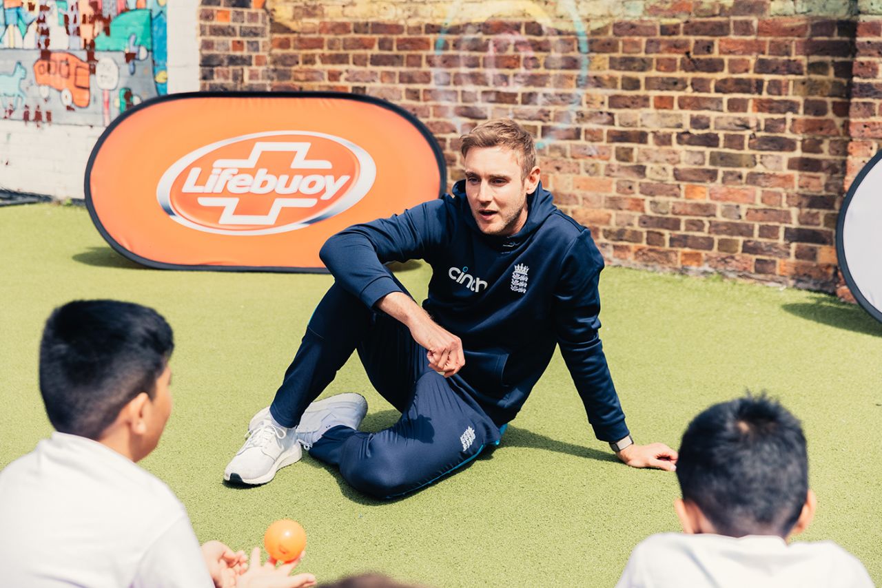 Stuart Broad was coaching schoolchildren at Hague Primary School, as a representative of the England Cricket team, of which Lifebuoy are also a partner