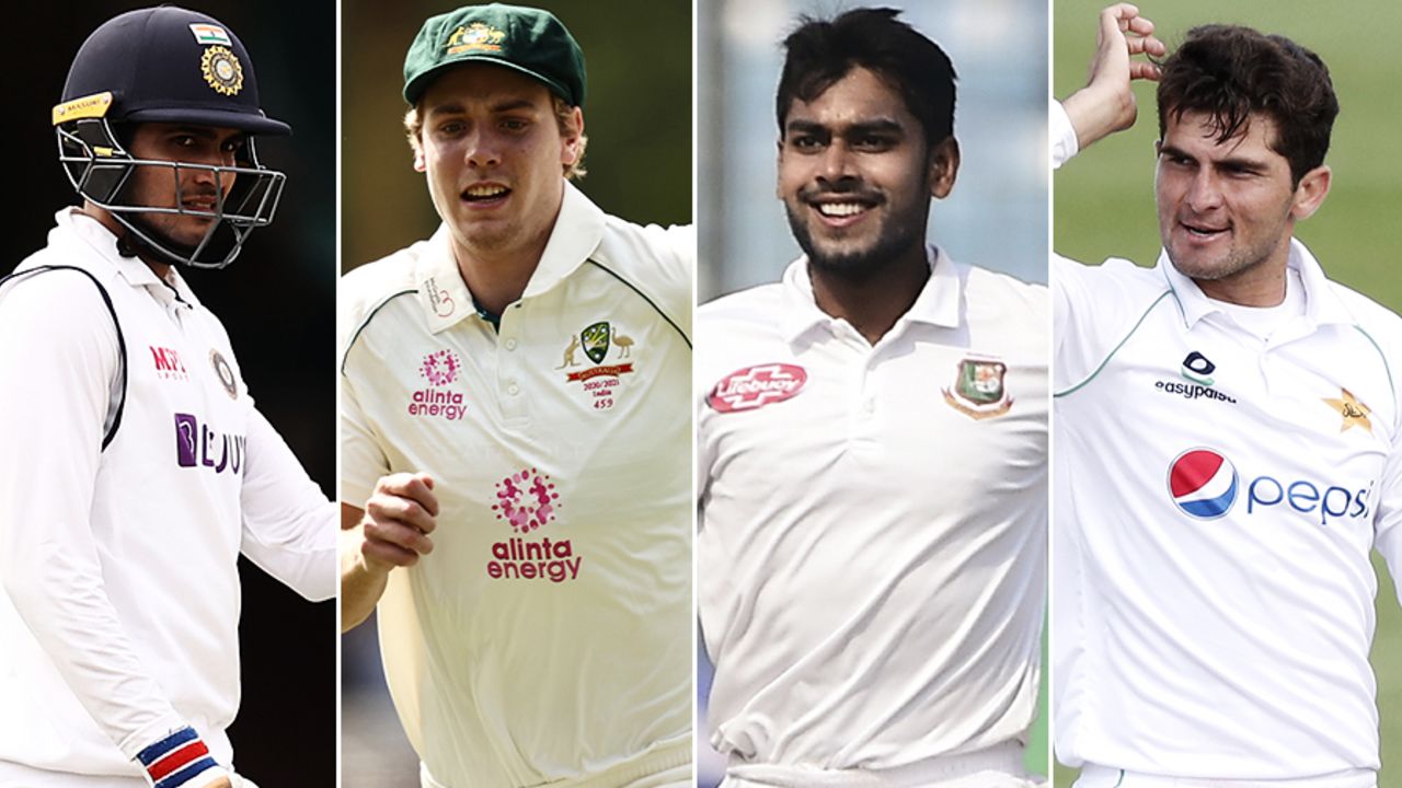 Composite: Shubman Gill, Cameron Green, Mehidy Hasan and Shaheen Afridi