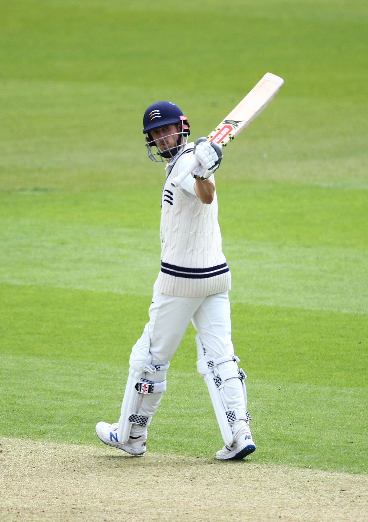 John Simpson acknowledges his fifty, Surrey vs Middlesex, LV= Insurance Championship, Kia Oval, 3rd day, May 22, 2021