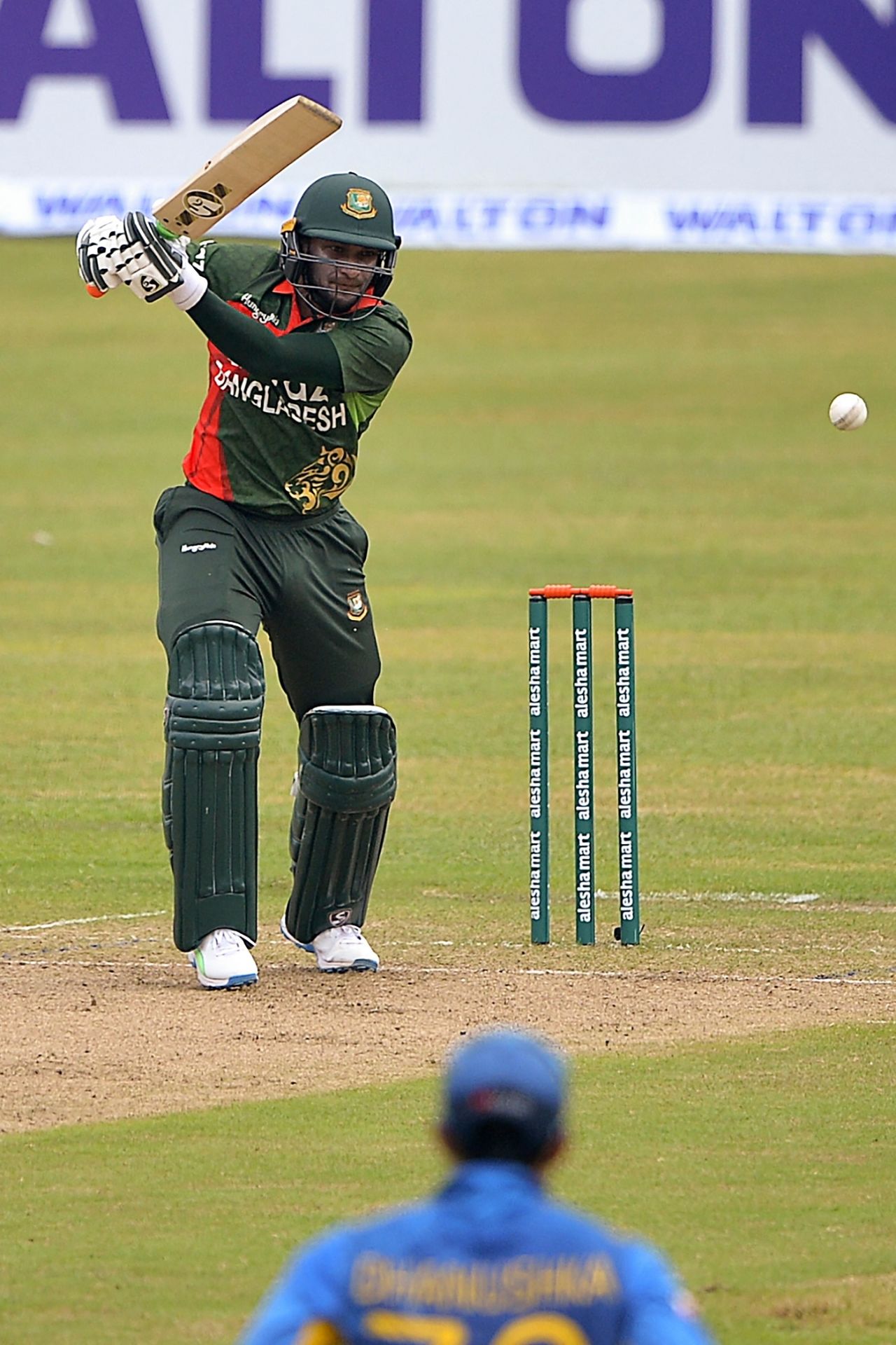Shakib Al Hasan watches the ball race away, Bangladesh vs Sri Lanka, 1st ODI, Dhaka, May 23, 2021