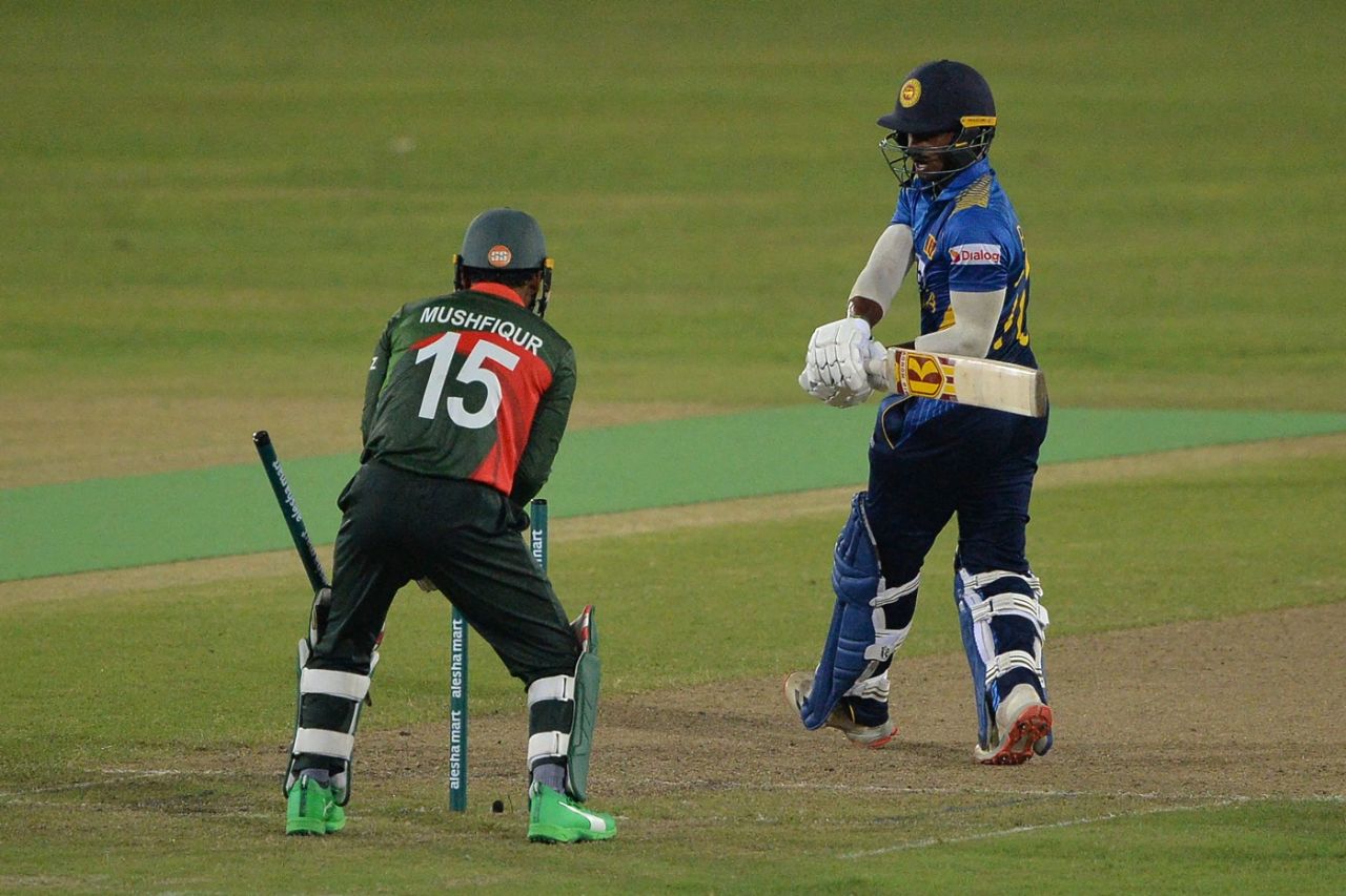 Ashen Bandara was bowled for 3 off 24 balls, Bangladesh vs Sri Lanka, 1st ODI, Dhaka, May 23, 2021