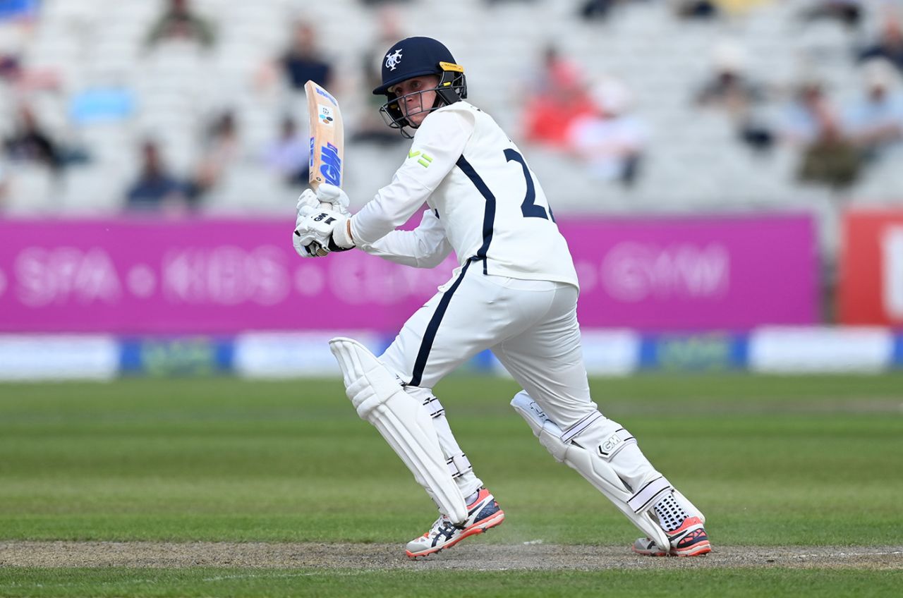 Harry Duke made a fifty in only his second first-class innings, LV= Insurance County Championship, Lancashire vs Yorkshire, 1st day, Emirates Old Trafford, May 27, 2021