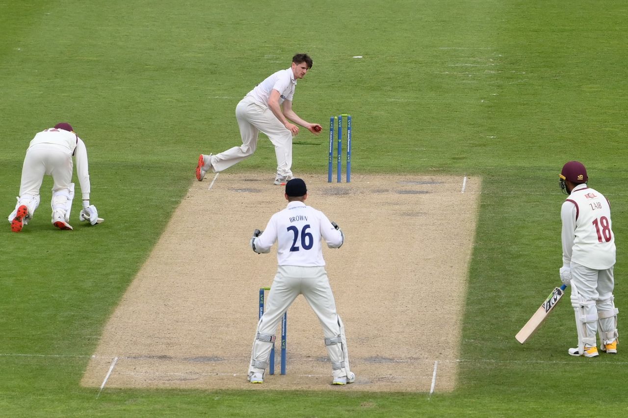 Tom Taylor is run out by George Garton, Sussex vs Northamptonshire, LV= Insurance County Championship, Hove, day 2, May 28, 2021