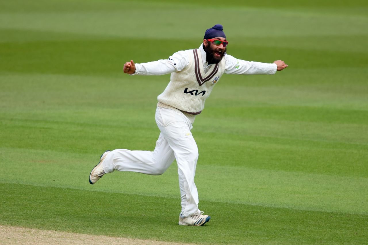 Amar Virdi was in the wickets as Surrey dominated Gloucestershire, Surrey vs Gloucestershire, LV= Insurance County Championship, Kennington Oval, day 3, May 29, 2021