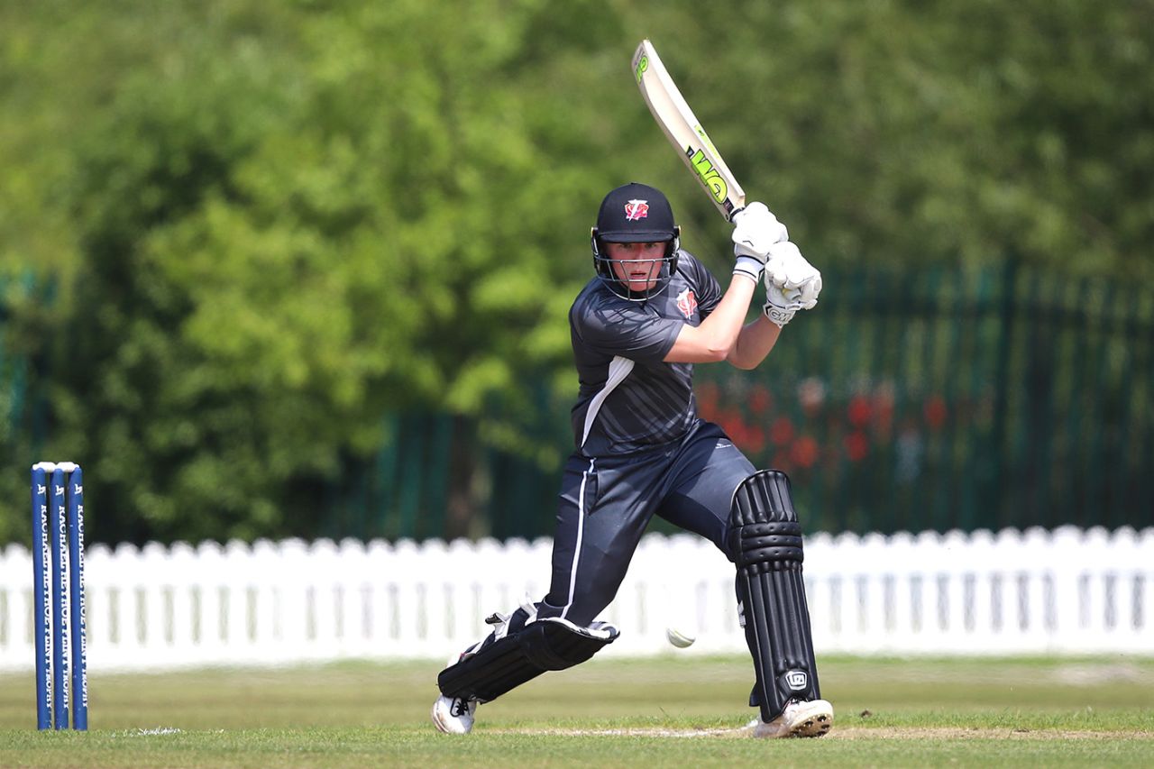 Georgie Boyce drives through the off side, Thunder vs Sunrisers, Rachael Heyhoe Flint Trophy, Chester, May 31, 2021