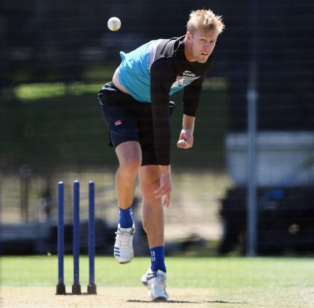 Kyle Jamieson bowls during a training session, Christchurch, February 21, 2021