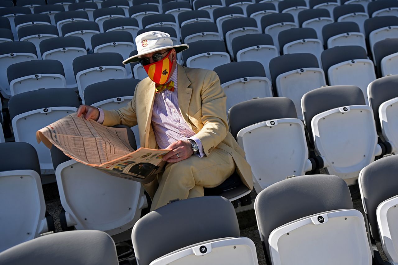 An MCC Member awaits the start of play, 1st LV= Insurance Test, England vs New Zealand, 1st day, Lord's, June 02, 2021