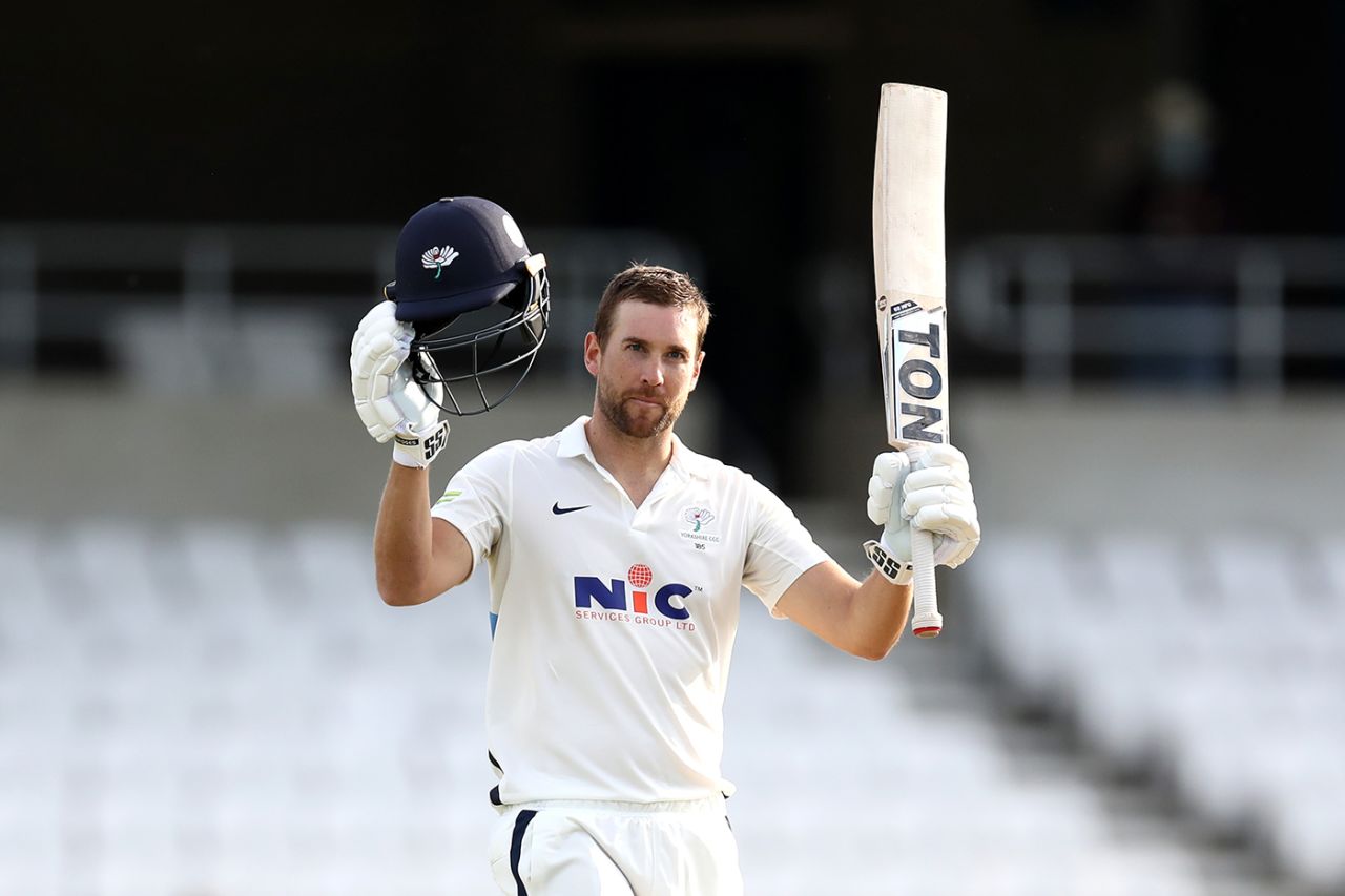 Dawid Malan reached his hundred in the last over of the day, LV= Insurance County Championship, Yorkshire vs Sussex, day 2, Emerald Headingley, June 4, 2021