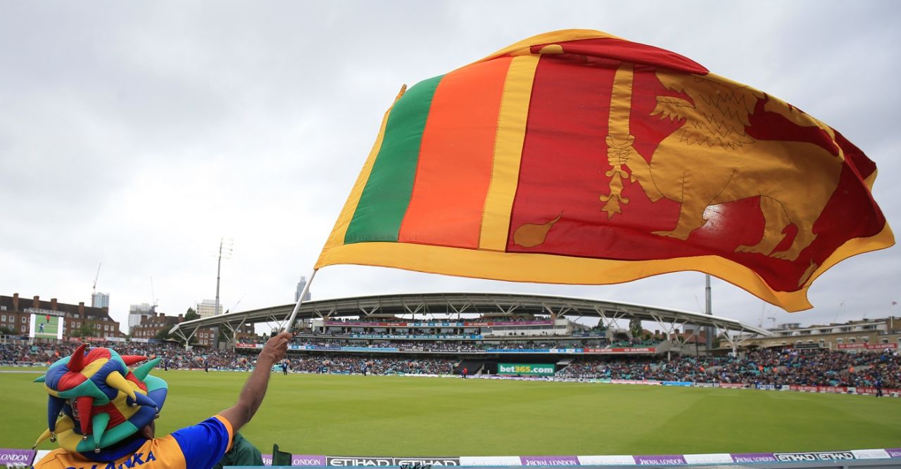 A fan waves the Sri Lankan flag during a match, England vs Sri Lanka, 2nd ODI, Leeds, June 29, 2016