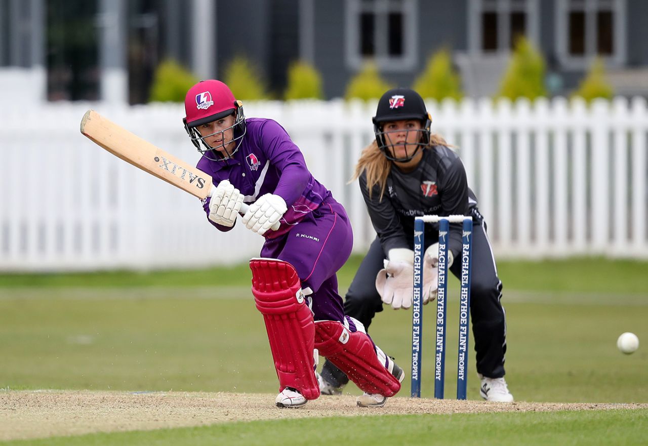 Tammy Beaumont plays to the leg side, Rachael Heyhoe Flint Trophy, Thunder vs Lightning, Chester, June 06, 2021