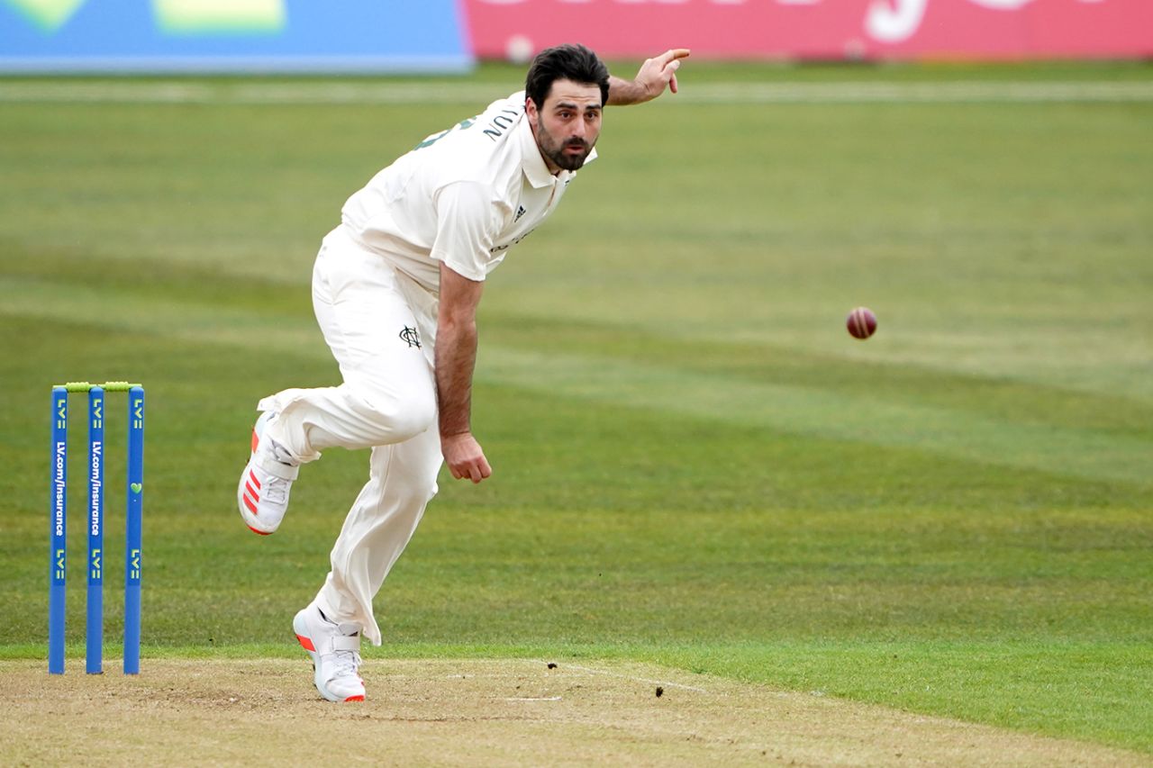 Brett Hutton in action, LV= Insurance County Championship, Nottinghamshire vs Durham, Trent Bridge, April 9, 2021