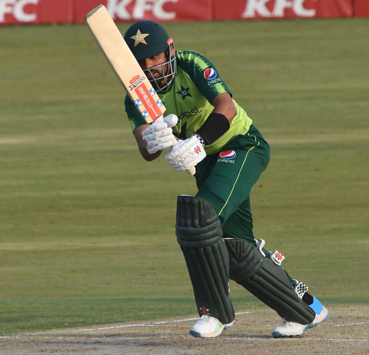 Babar Azam in action during the fourth T20I against South Africa, Pretoria, April 16, 2021
