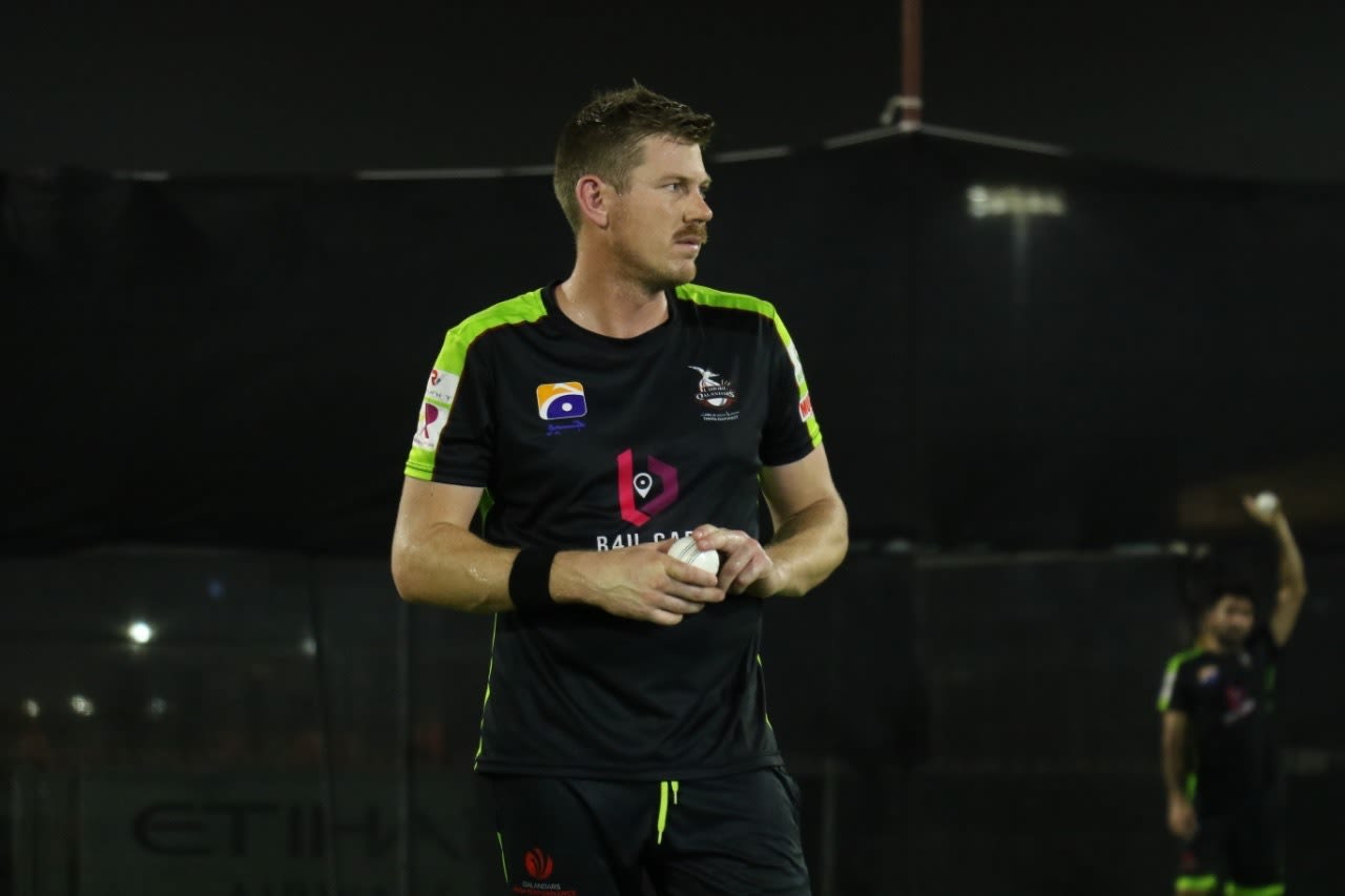 James Faulkner gets ready for a bowl, Abu Dhabi, June 8, 2021