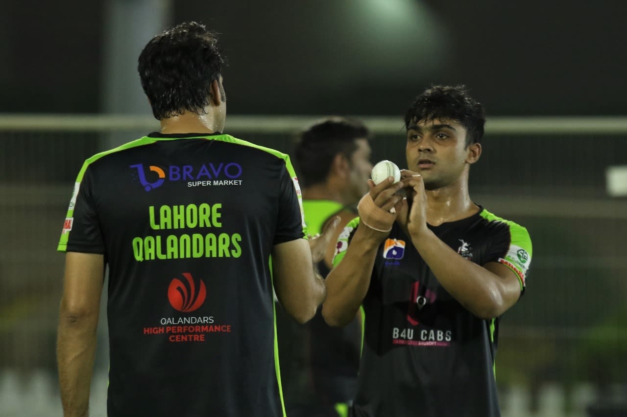 Ahmad Daniyal gets ready for a bowl, Abu Dhabi, June 8, 2021