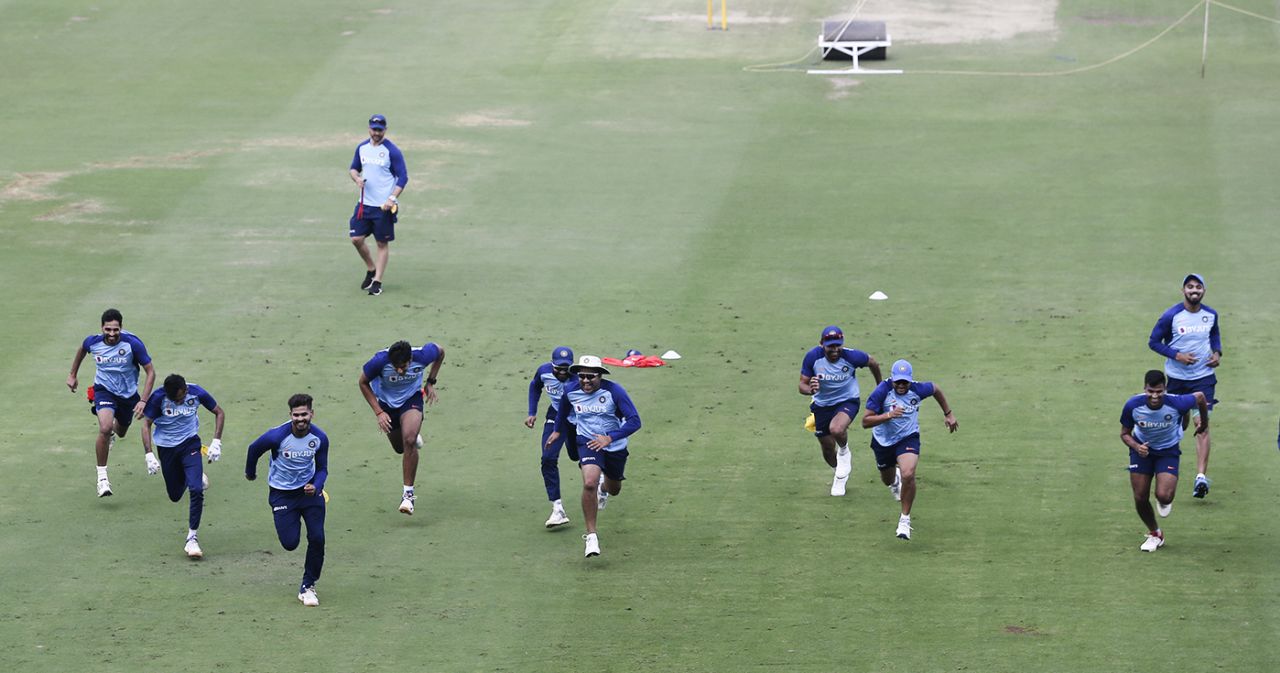 India players run during training, Hyderabad, December 4, 2019