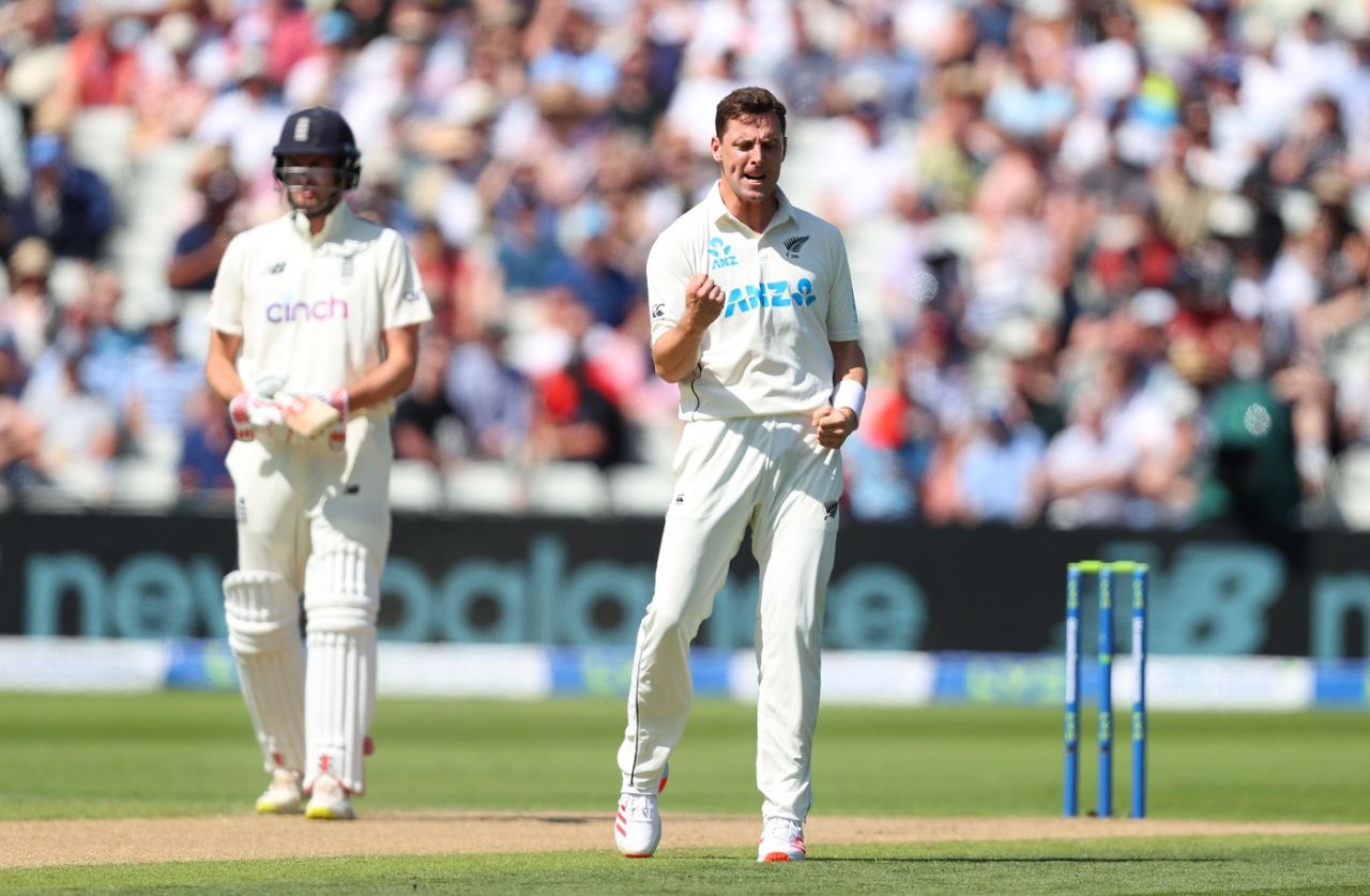 Matt Henry celebrates a wicket, England vs New Zealand, 2nd Test, Edgbaston, 3rd day, June 12, 2021