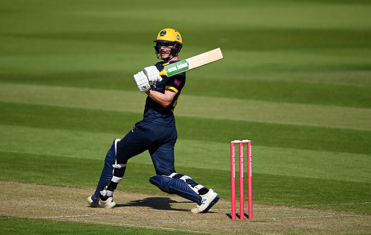 Nick Selman pulls during his half-century, Glamorgan vs Essex, Vitality Blast, Cardiff, June 13, 2021