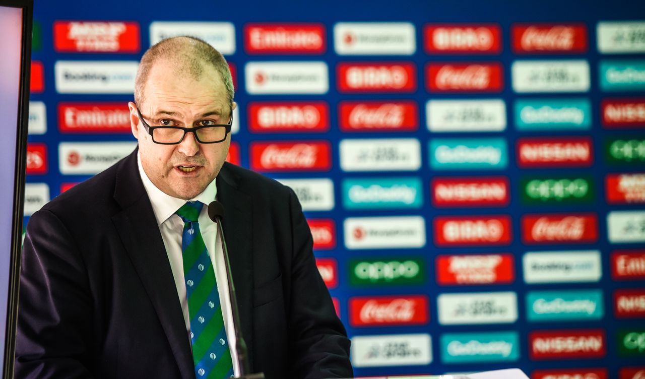 Geoff Allardice, ICC general manager, speaks during the Under-19 World Cup launch in Benoni, December 19, 2019
