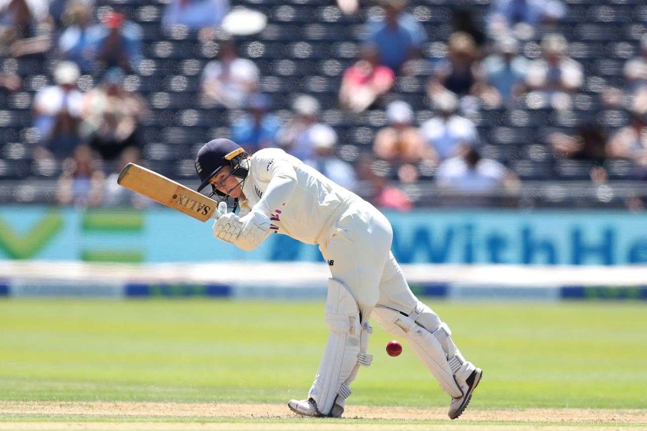 Tammy Beaumont plays to the leg side, England Women vs India Women, Only Test, Bristol, 1st day, June 16, 2021