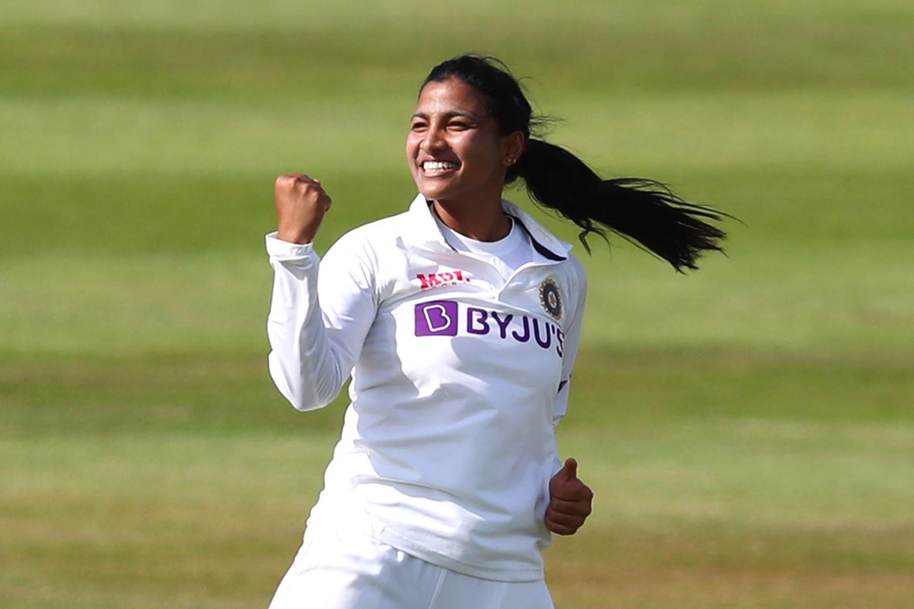 Sneh Rana took three wickets on the first day of her Test debut, England Women vs India Women, Only Test, Bristol, 1st day, June 16, 2021