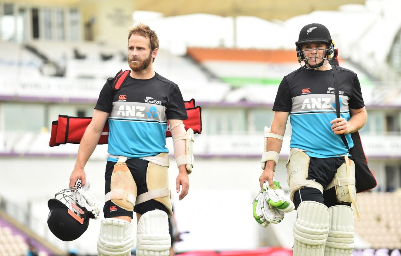Kane Williamson and Tom Latham during a training session, Southampton, June 17, 2021