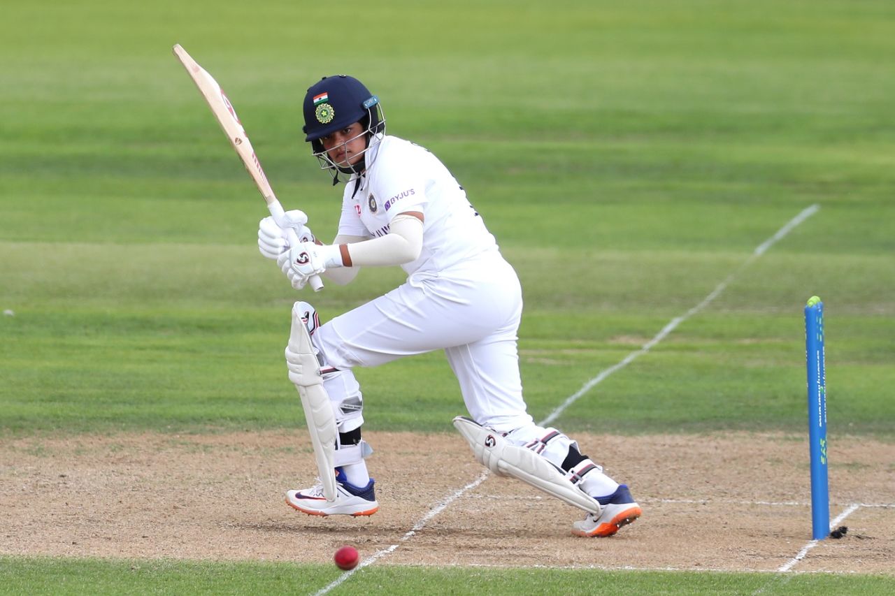 Shafali Verma plays a neat flick, England v India, only Women's Test, Bristol, 2nd day, June 17, 2021