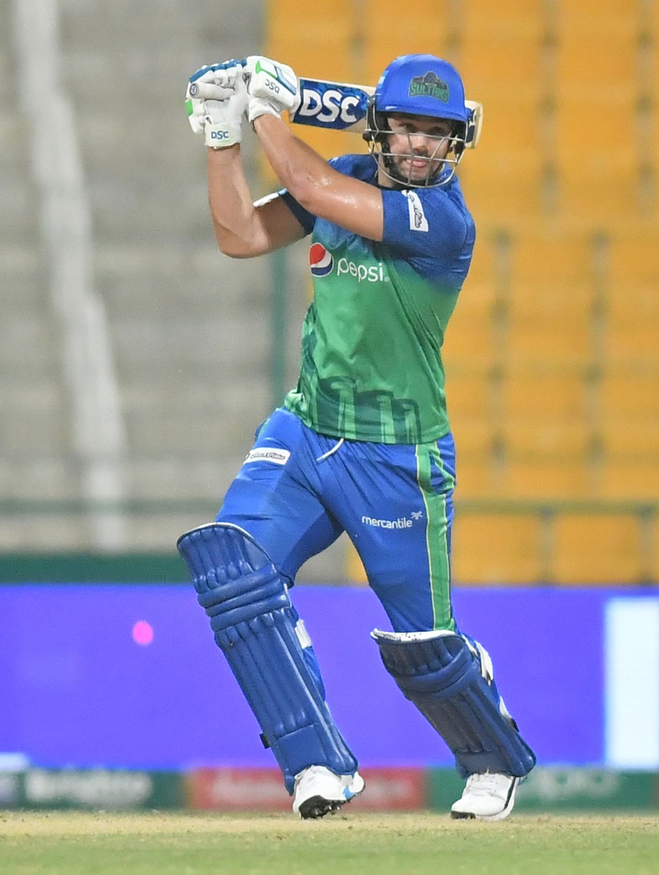 Rilee Rossouw steers the ball into the off side, Multan Sultans vs Lahore Qalandars, PSL 2021, Abu Dhabi, June 18, 2021